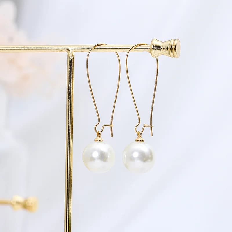 أقراط جوكر من اللؤلؤ المقلد للنساء ، خطاف ذهبي طويل ، أقراط سفر أنيقة ، إكسسوارات زفاف ، عرض خاص - 4