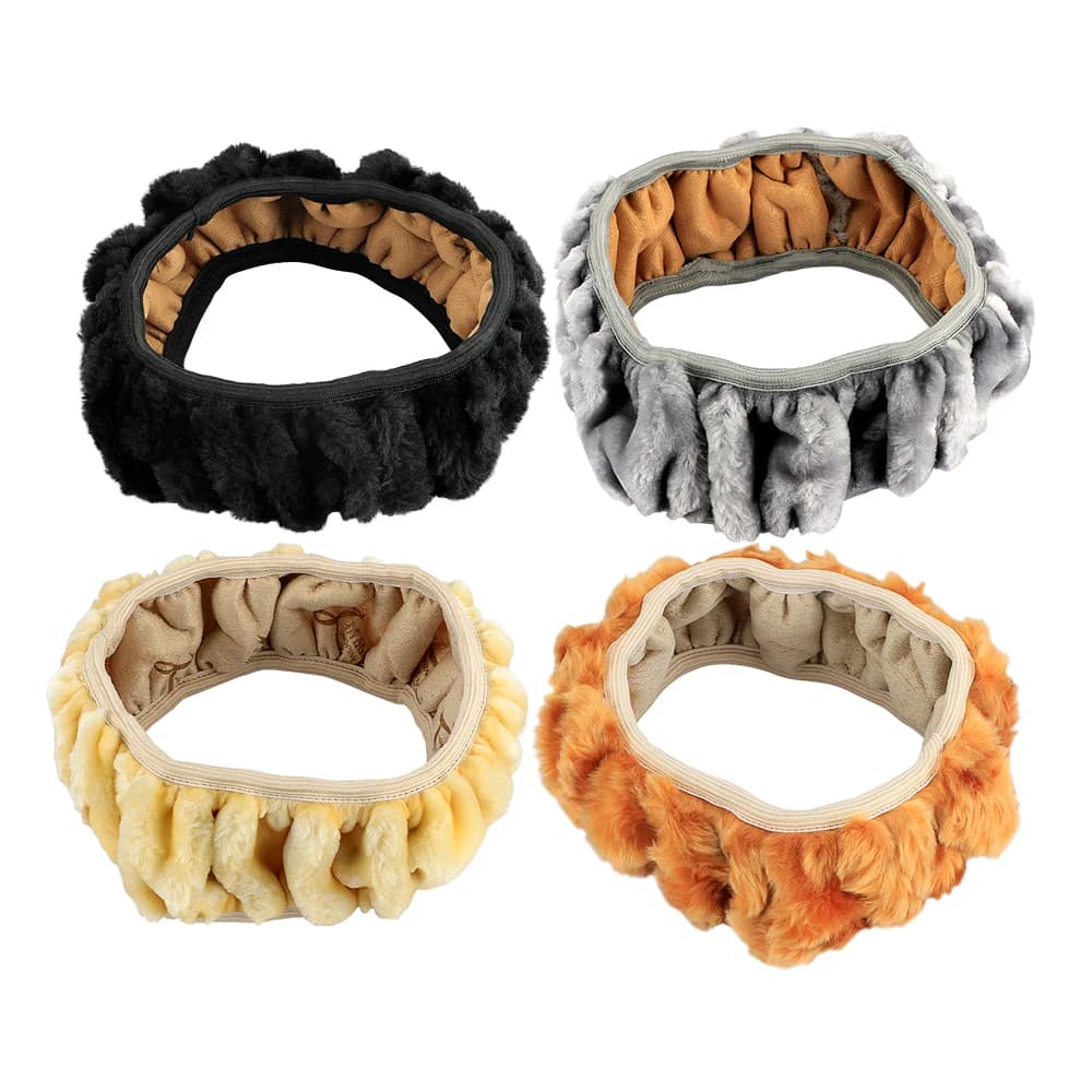 Premium Soft Short Fur Car Steering Wheel Cover High-density Warm Plush Winter Steering Wheel Protector Cover 38cm Accessories - 3