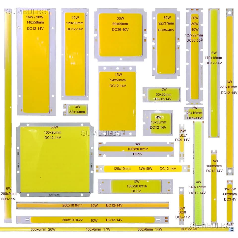 1 واط-50 واط COB LED، شريط إضاءة، دافئ، طبيعي، أبيض نقي، أزرق، أحمر، مصفوفة LED، بار، رقاقة، إضاءة DIY، داخلية وخارجية - 2