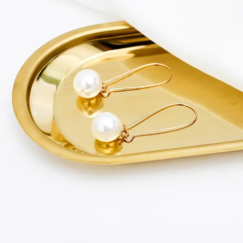 أقراط جوكر من اللؤلؤ المقلد للنساء ، خطاف ذهبي طويل ، أقراط سفر أنيقة ، إكسسوارات زفاف ، عرض خاص - 3