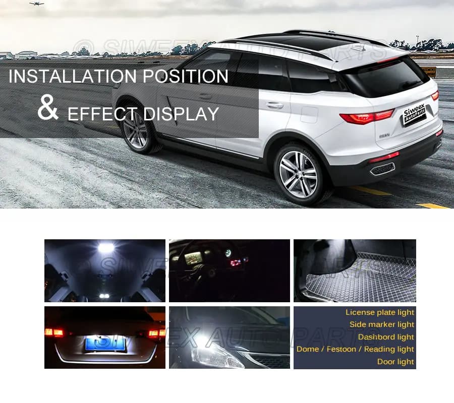 1 Pcs Auto White BA9S Socket T4W 2835 SMD 2 LED Tail Dome Lamp Turn Signal Lights Car Wedge Side Marker Bulbs 12V DC - 6