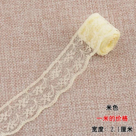 21mm woven cotton lace unilateral Handicrafts Embroidered Net trim DIY sewing curtain craft decoration   cotton trim lace ribbon - 5