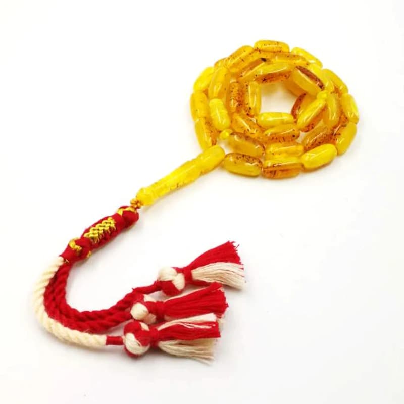 تسبيح رمضان كريم كهرمان لون رجل مسبحة مسلمة سوار فاخر هدية لعيد تسبيح 33 خرزة مسبحة إسلام سوار - 3