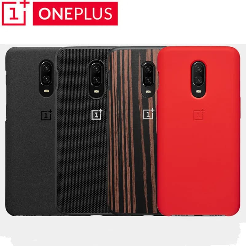 100% Official Oneplus 6T Back Case Original bespoke Silicone Sandstone Nylon Karbon Bumper Leather Flip Cover