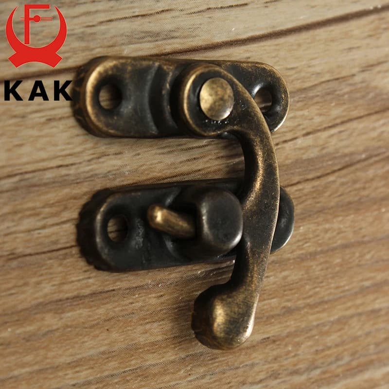 KAK Antique Metal Lock Mini Decorative Hasps Hook for Gift Wooden Jewelry Box Padlock with Screws ZAKKA Box Hardware Home Decor - 5
