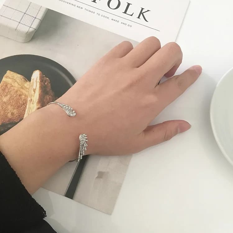 Angel Wings Bracelet Adjustable Woman Riding Bike Jewelry Gifts Open Bracelet Silver Plated Crystal Wholesale Spacecraft - 2