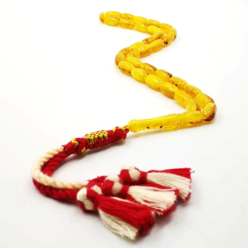 تسبيح رمضان كريم كهرمان لون رجل مسبحة مسلمة سوار فاخر هدية لعيد تسبيح 33 خرزة مسبحة إسلام سوار - 5