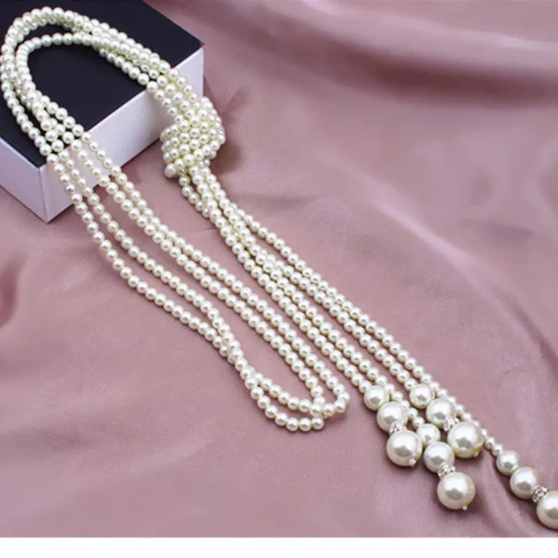 2024 موضة جديدة قلادات طويلة معقودة للكنزات قلادة لؤلؤ تقليد متعددة الطبقات للنساء قلادة عروس مجوهرات هدية