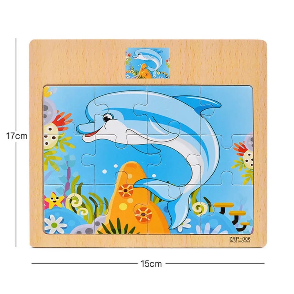 Hot Sale 12/9 PCS Puzzles Wooden Kids Baby Wood Cartoon Vehicle Animals Learning Educational Toys for Children Gift - 4