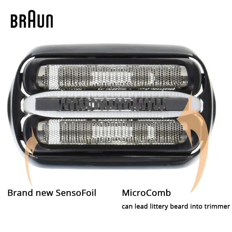 Braun 32B Shaver Head Foil Cutter Cassette Black Men's Electric Shaver Replacement Blade for 3000s 3010s 3040s 3050cc 3070cc - 3