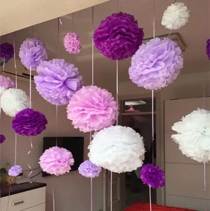 Hot Sale 1 Pcs 15cm=6 Inch Tissue Paper Flowers Paper Pom Poms Balls Lanterns Party Decor Craft Wedding Multi Color Option Balls