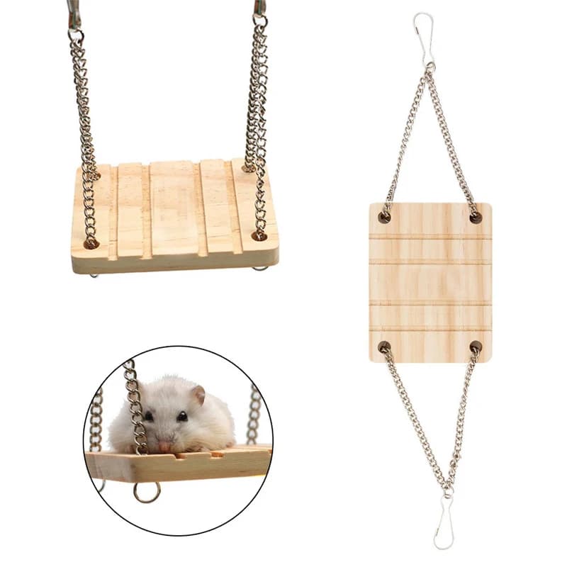 Small Animals Products Hamster Chinchilla Toys Wooden Swing Harness Hanging Bed Parrot Rest Mat Pet Hanging Pet Toys Accessories - 6