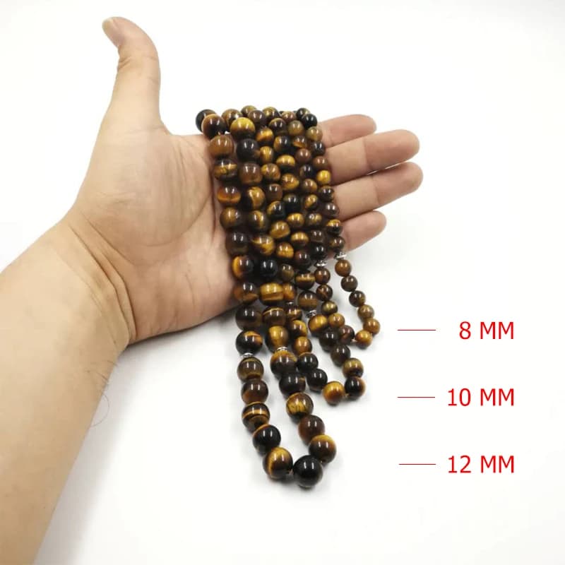 Man's Tabish Big Size 8mm 10mm 12mm 14mm Tiger eyes Natural stone misbaha Tiger eyes prayer beads 33 66 99beads stone Rosary - 2