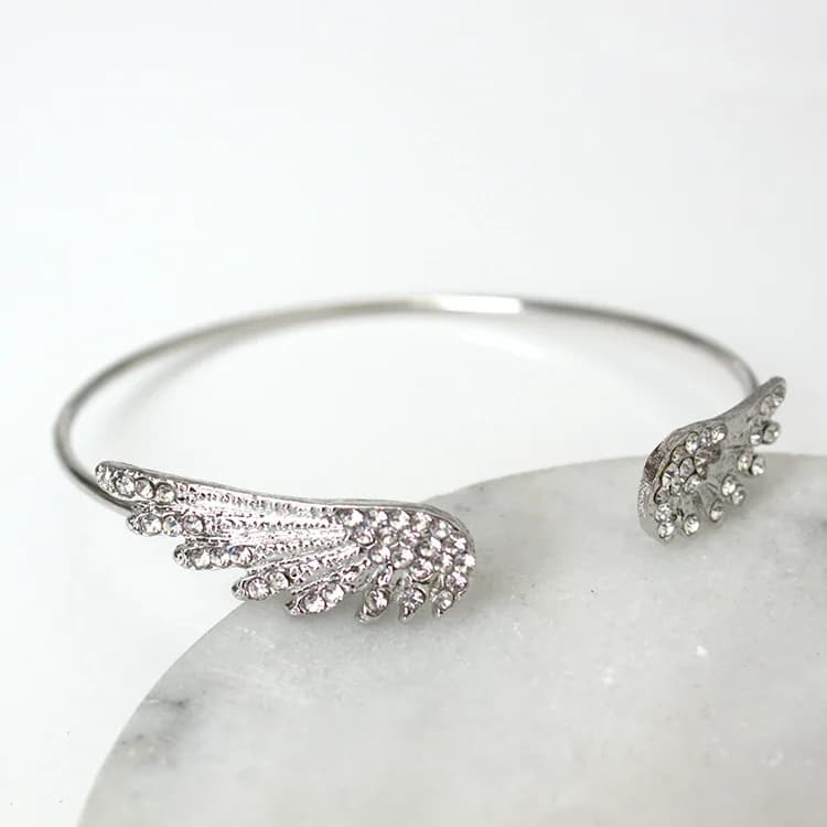 Angel Wings Bracelet Adjustable Woman Riding Bike Jewelry Gifts Open Bracelet Silver Plated Crystal Wholesale Spacecraft - 3