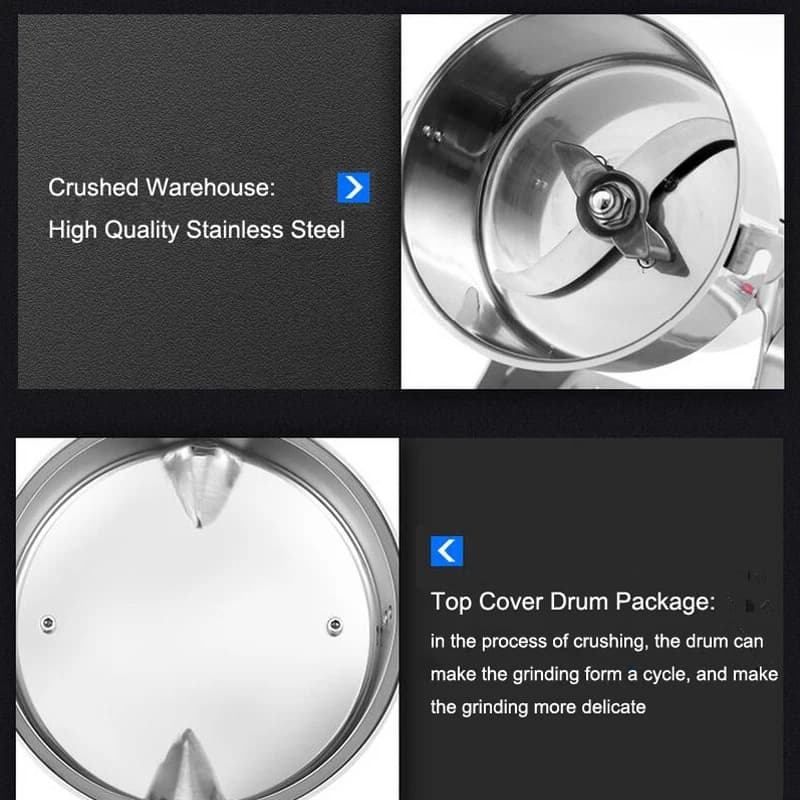 مطحنة أعشاب سعة كبيرة 800G، 3000W، آلة طحن القهوة، مطحنة حبوب وتوابل، خلاط قمح، مطحنة طعام جاف - 5