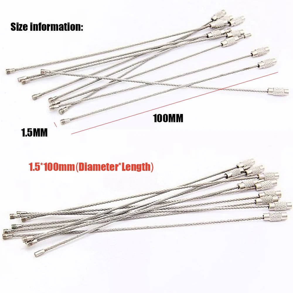 5 قطع كارابينر سلسلة مفاتيح من الفولاذ المقاوم للصدأ حامل مفاتيح حبل سلكي كابل علامة أمتعة تخييم أداة قفل لولبي أدوات خارجية - 6