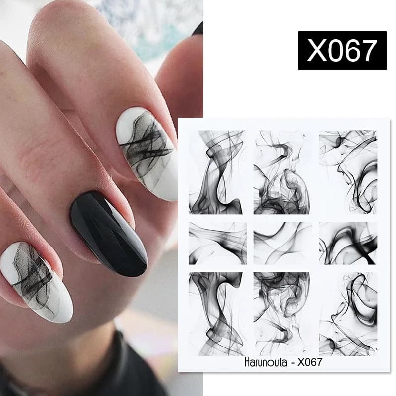 Harunouta Spring Summer Simple Flower Leaf Tree Water Decals Stickers Butterfly Slider Watermarks Decoration Nail Art Manicures - 4