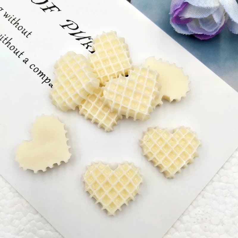 10pcs/lot  Food Cabochon Cute Resin Heart-Shaped Biscuit  Flat back For Scrapbooking Craft Embellishment Mobile Decoration - 2