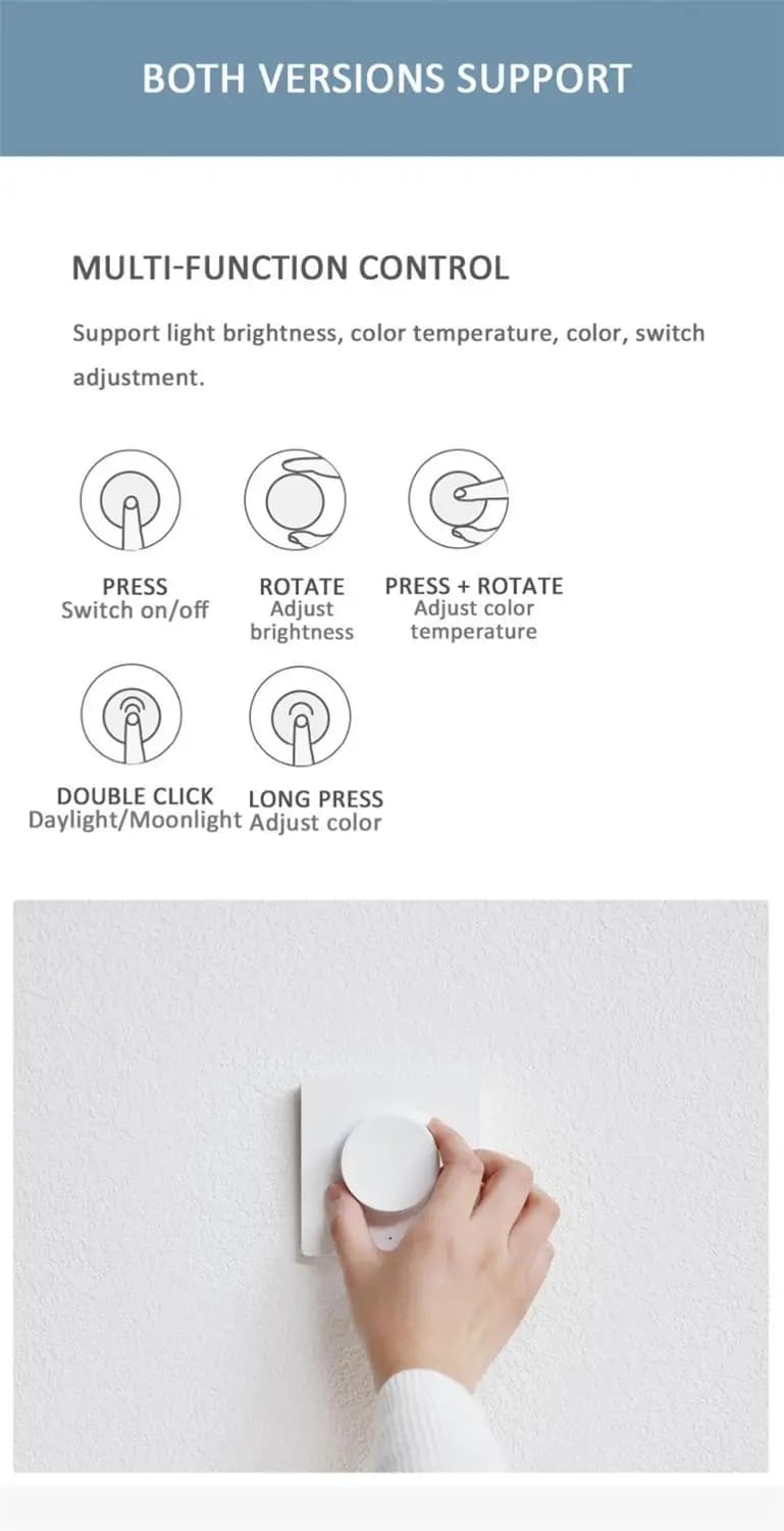 Yeelight Smart Wireless Dimmer Switch Bluetooth connected smart dimming controller is suitable For Yeelight Light Mi Home App - 6
