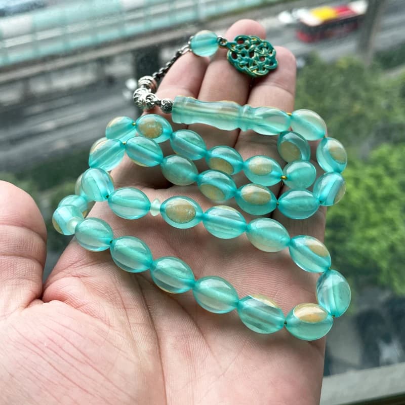 New ResinTasbih Green Luminous Mistak Muslim Rosary Bead bracelet islamic misbaha prayer bead arabic fashion accessories on hand - 3