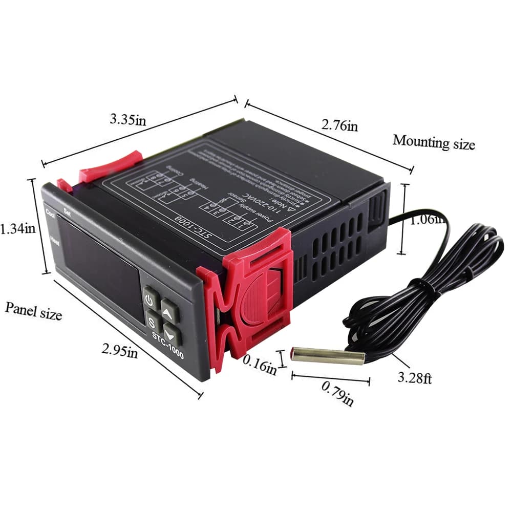 منظم حرارة رقمي STC-1000 منظم حرارة حاضنة مرحلي تدفئة وتبريد 12 24V 220V - 4