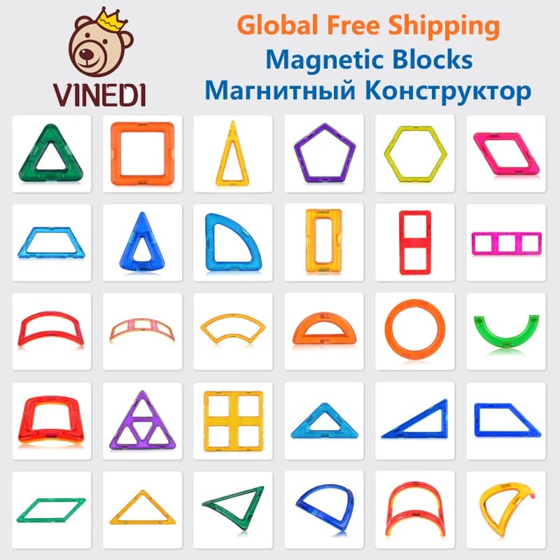 VINEDI مكعبات مغناطيسية كبيرة الحجم مجموعة مصمم مغناطيسي نموذج ولعبة بناء مغناطيسية ألعاب تعليمية للأطفال