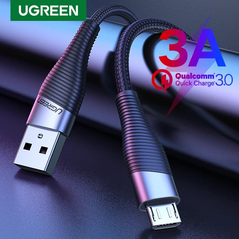 كابل Micro USB للشحن السريع من UGREEN لهواتف شاومي ريدمي نوت 5 برو و4 وأندرويد وسامسونج S7