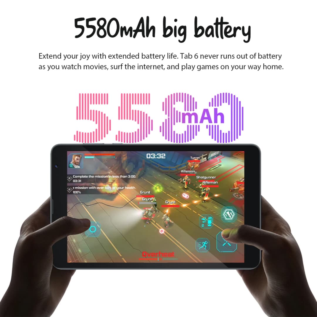 جهاز لوحي Blackview Tab 6، شاشة 8 بوصة، ذاكرة رام 3 جيجابايت، ذاكرة داخلية 32 جيجابايت، نظام أندرويد 11، بطارية 5580 مللي أمبير، يدعم المكالمات الهاتفية و4G وWiFi وLTE، متوافق مع Kindle وEbook - 3