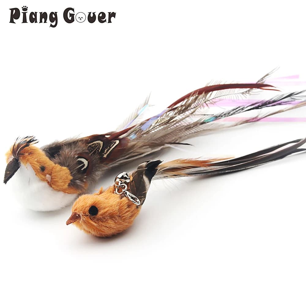 2 قطعة إكسسوارات طائر مزيف لعبة عصا ريشة للقطط لعبة تفاعلية للقطط إكسسوارات حيوانات أليفة