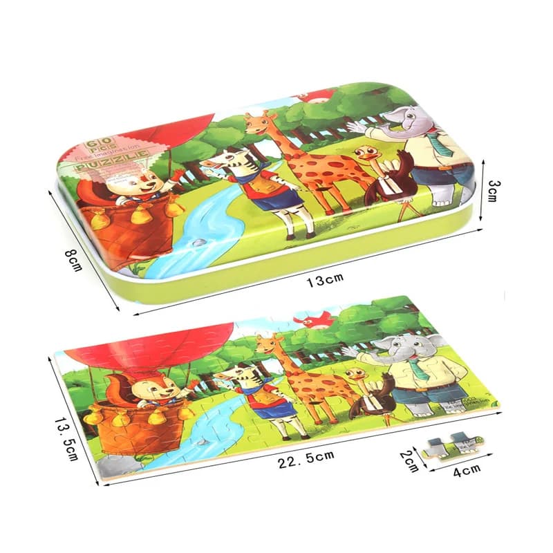 Hot New 60 Pieces Wooden Puzzle Toys for Children Cartoon Vehicle Animal Wood Jigsaw Baby Learning Educational Toy Kids Gift - 3
