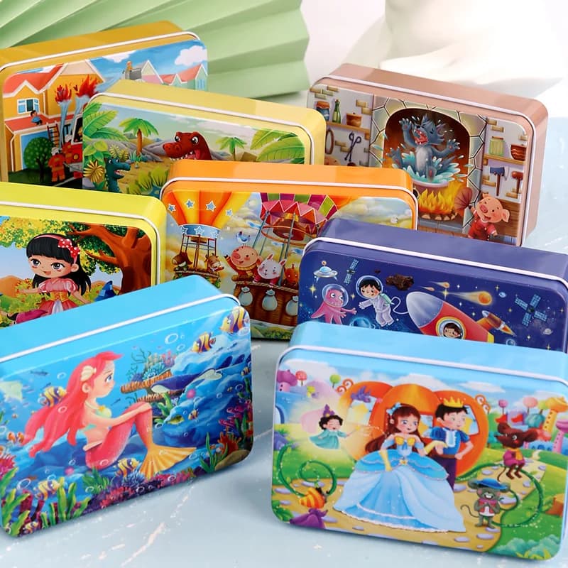 New Children 60 Pieces Wooden Puzzle Kids Cartoon Animal Vehicle Wood Toy Jigsaw Baby Early Educational For Christmas Gift Toys - 6