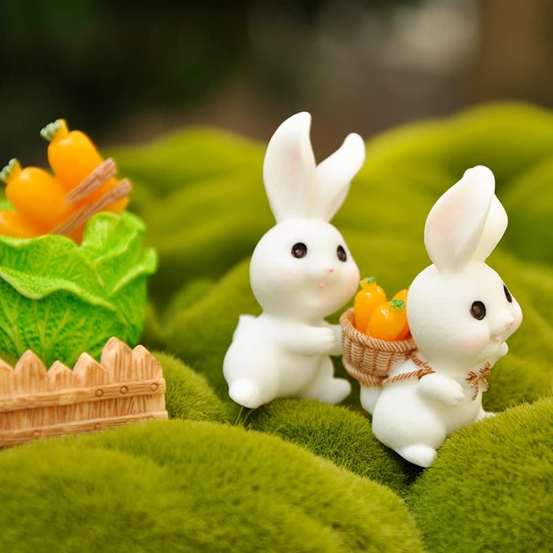 1 PC Easter Bunny Decoration Resin Plastic Craft Miniature Rabbit Model Home Decor Desktop Garden Decoration Easter Decoration - 4