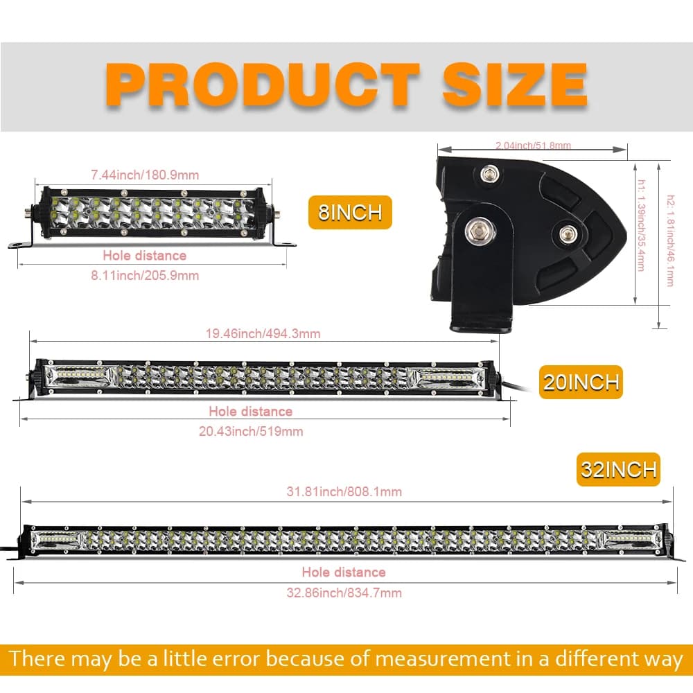 CO LIGHT Super Slim 12D 8" 20" 32" LED Bar Spot Flood Beam LED Light Bar for Tractor Boat off-road use 4x4 Trucks SUV 12V 24V - 6