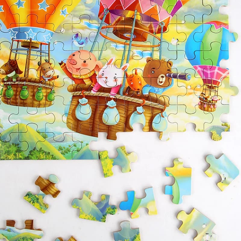 New Children 60 Pieces Wooden Puzzle Kids Cartoon Animal Vehicle Wood Toy Jigsaw Baby Early Educational For Christmas Gift Toys - 4