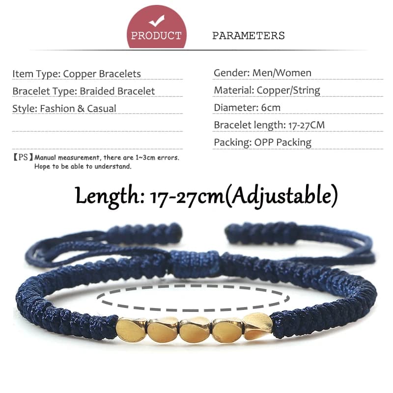 Handmade Tibetan Copper Bead Thread Braided Bracelet Red Lucky Rope Prayer Wristband Bracelets for Men Women Ethnic Jewelry Gift - 6