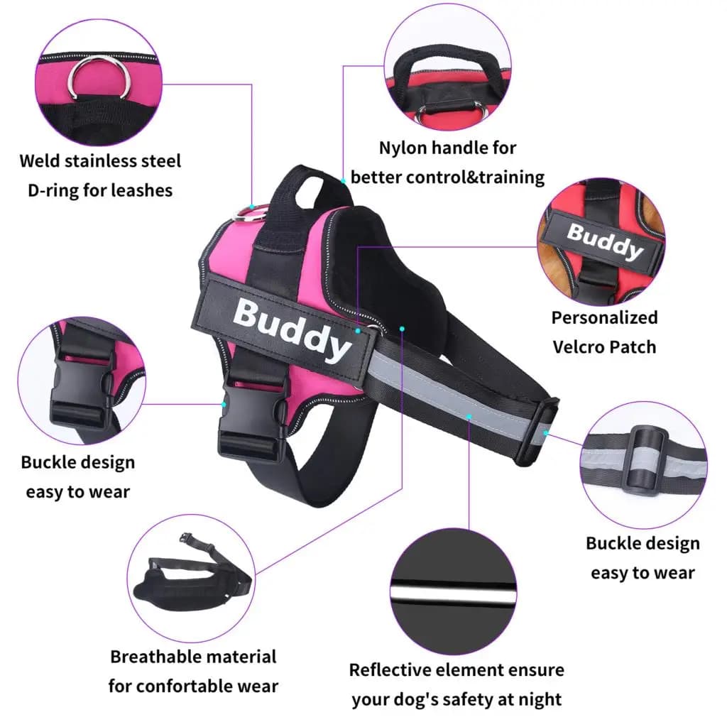 Dog Harness Reflective Breathable Adjustable Pet Harness For Dog Vest ID Custom Patch Outdoor Walking Dog Supplies - 2