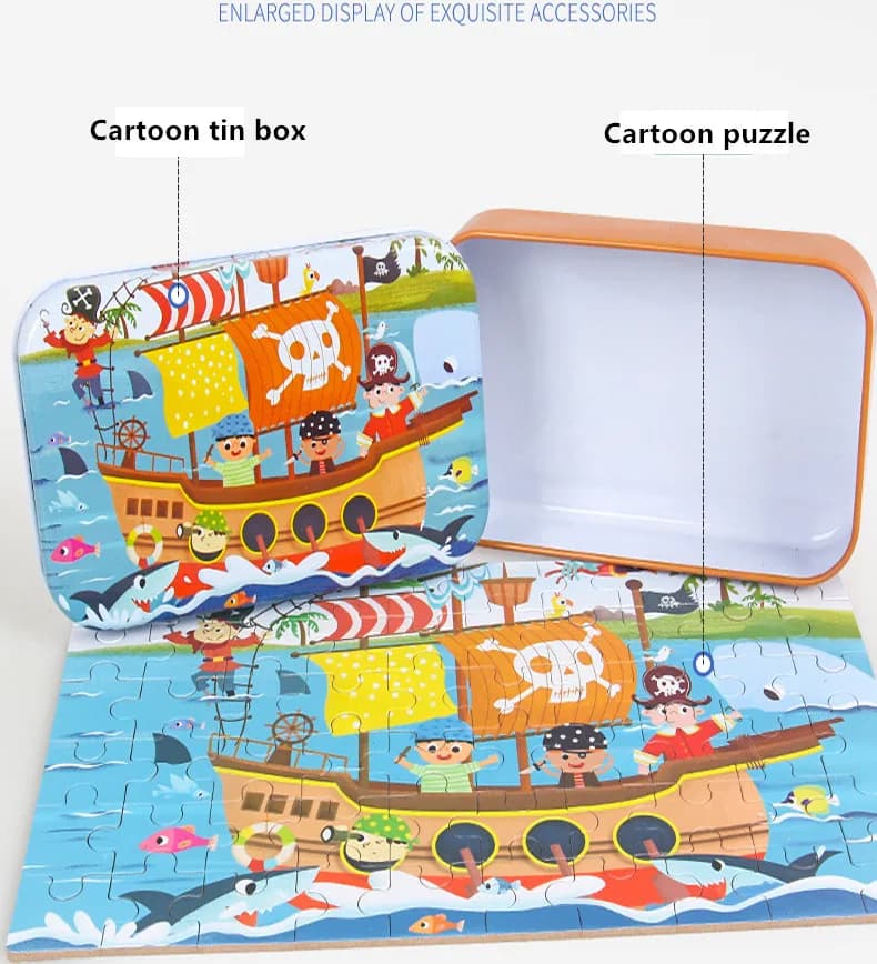 Hot New 60 Pieces Wooden Puzzle Toys for Children Cartoon Vehicle Animal Wood Jigsaw Baby Learning Educational Toy Kids Gift - 5