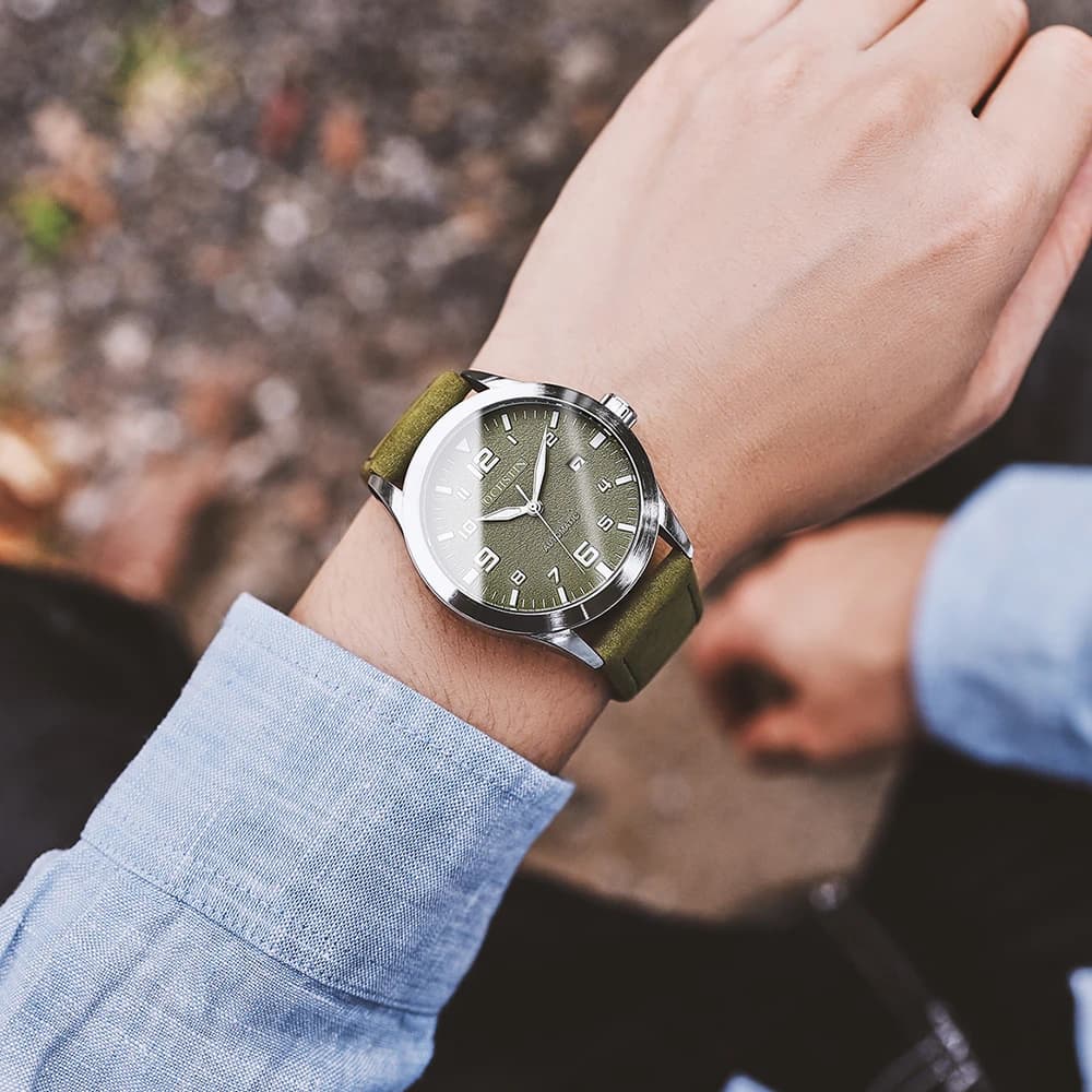 ساعة يد رجالية أوتوماتيكية من أوشستين، فاخرة، رياضية عسكرية، مقاومة للماء، مناسبة للملابس الكاجوال - 6