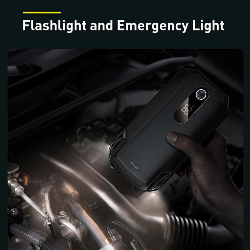 بنك طاقة Baseus بسعة 20000 مللي أمبير في الساعة، جهاز بدء تشغيل السيارة، شاحن بطارية سيارة 2000 أمبير في الساعة، جهاز تعزيز الطوارئ التلقائي لبدء التشغيل - 6