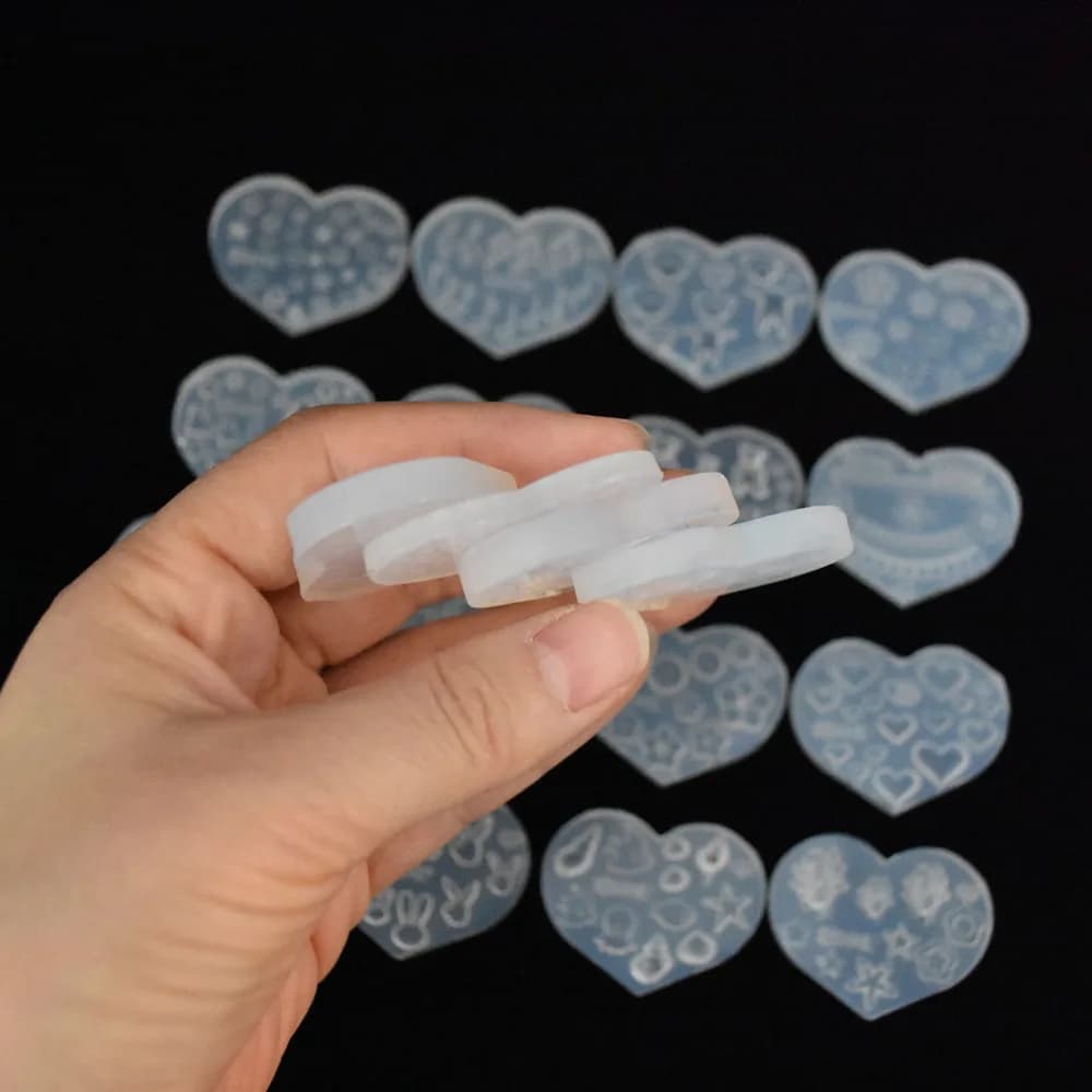SNASAN Tiny Beads Cartoon Flowers Heart Star Nail Art Earrings Silicone Mould Jewelry Casting Tool UV Epoxy Resin Silicone Mold - 4