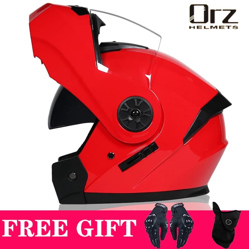 خوذة دراجة نارية قابلة للقلب معتمدة من DOT أحدث طراز خوذة سباق بعدسة مزدوجة واقية داخلية Orz-161 - 4