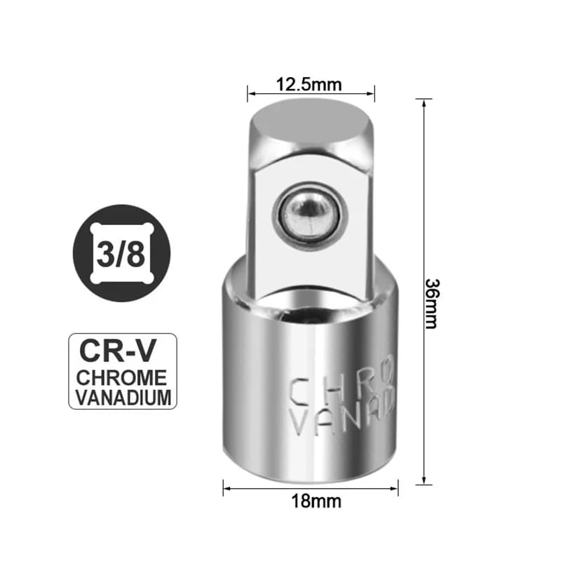 محول رأس كم محول مقبس مفتاح ربط بمفصلة 1/2 بوصة إلى 3/8 بوصة إلى 1/4 بوصة من الفولاذ المقاوم للصدأ - 3