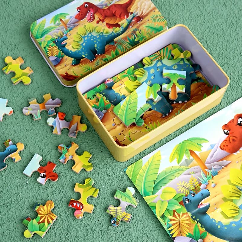 New Children 60 Pieces Wooden Puzzle Kids Cartoon Animal Vehicle Wood Toy Jigsaw Baby Early Educational For Christmas Gift Toys - 5
