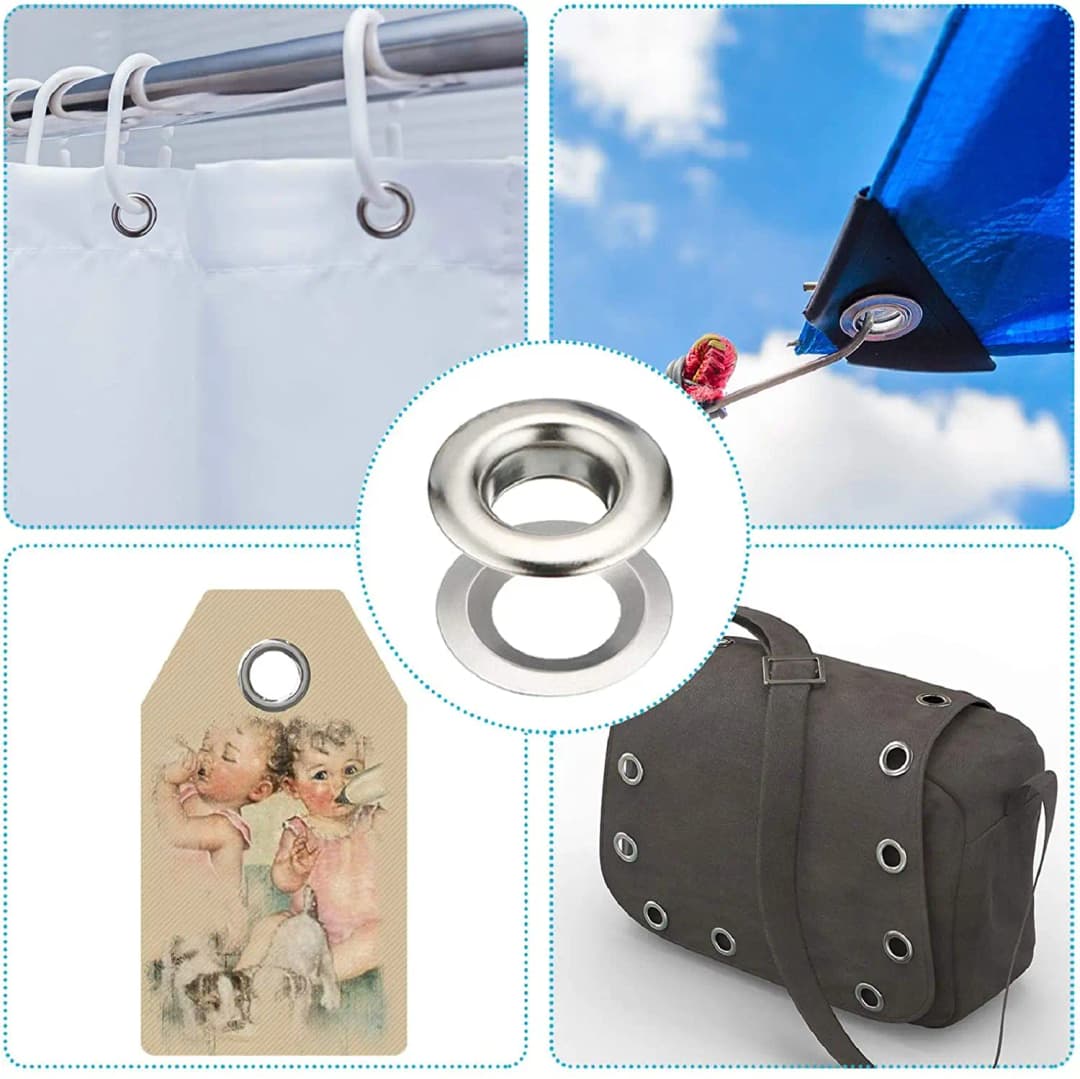 مجموعة أدوات جروميت، 100 قطعة، حلقات ثقوب بقطر داخلي 6-14 مم، للملابس والأحذية والحقائب والحرف الجلدية - اصنعها بنفسك - 5