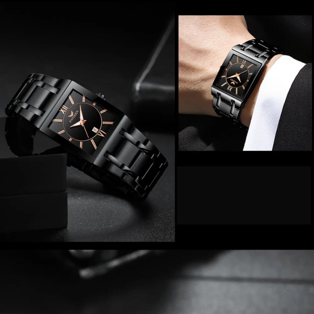 ساعة كوارتز رجالية فاخرة من Fngeen، سوار فولاذي ذهبي، مقاومة للماء - 4