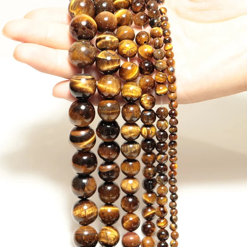 4mm/6mm/8mm/10mm/12mm/14mm Real Natural Tiger eye Stone Beads For Jewelry Making Brown Smooth Beaded Armbandjes Maken Perles - 2