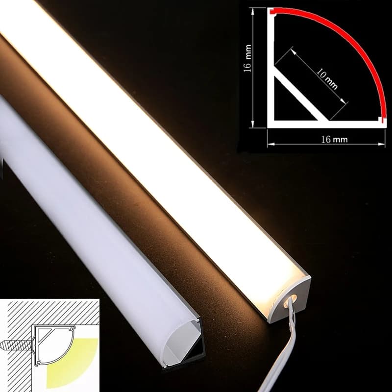 50cm Aluminium Channel for Led Strip U Style V Shape Aluminum Profile with Diffuser Milky PC Cover,LED Bar Strips Light Holder - 2