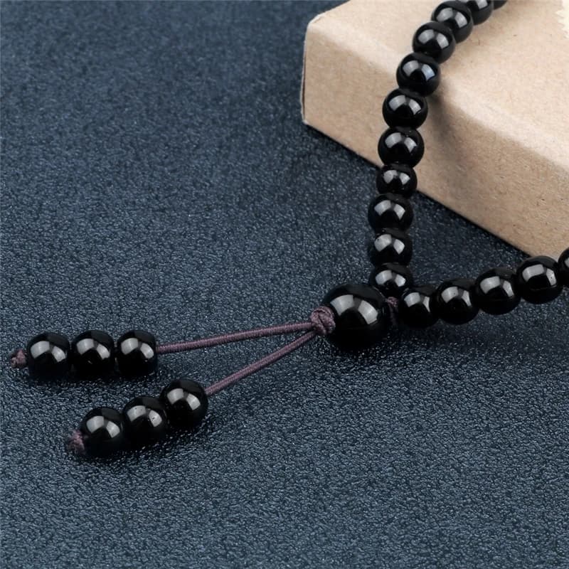 6mm Matte Black Lava Stone Bracelet Necklace 108 Beads Mala Wrap Bracelets Men Charm Fashion Yoga Bangle Rosary Buddhist Jewelry - 4