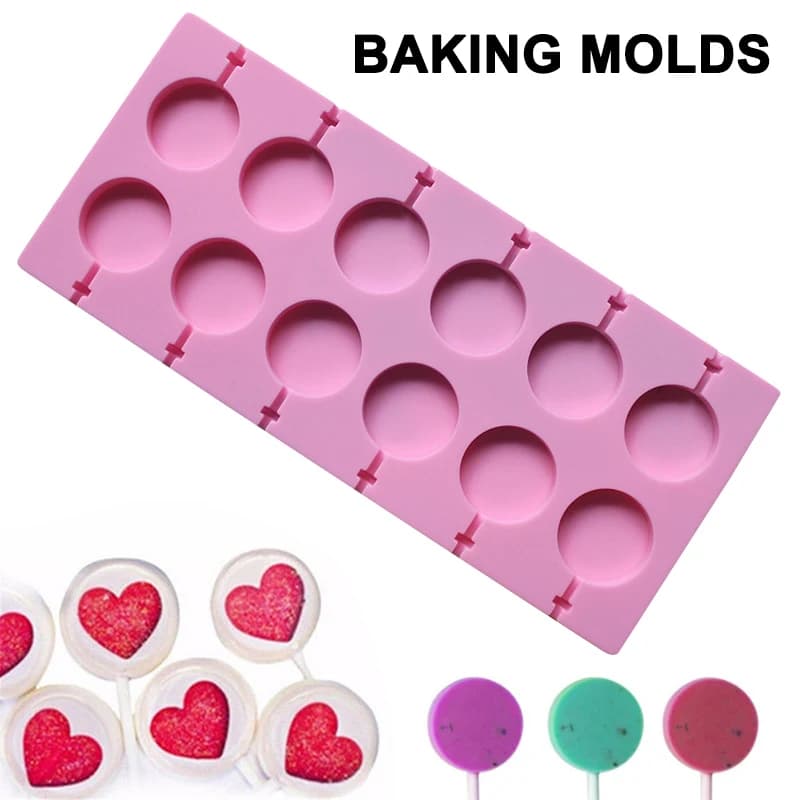 Round Shape Silicone Mold Lollipop Mould Children Kids DIY Baking Tools for Chocolate Candy Biscuit Home Kitchen Accessories - 3