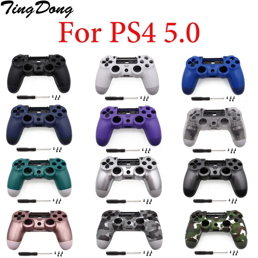 غطاء واجهة أمامي وخلفي لجهاز PS4 JDM-050 JDM-055 JDS 055 JDS 050 وحدة تحكم مع حامل مفاتيح R1 L1 ودعم الإطار الداخلي